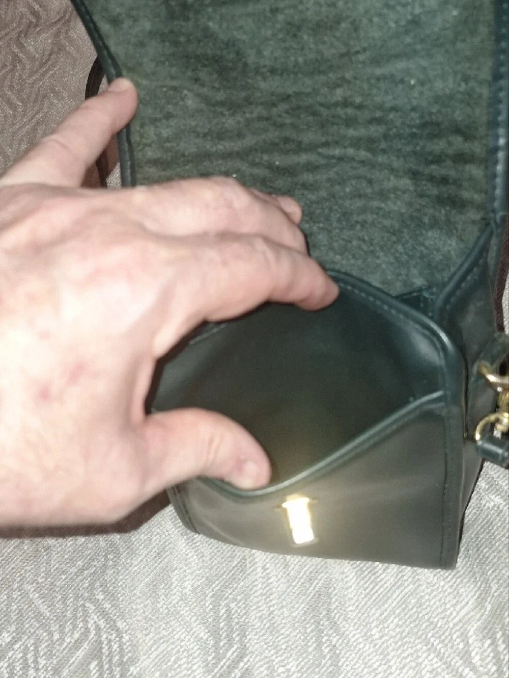 Classic Small Leather Crossbody Bag in Dark Green